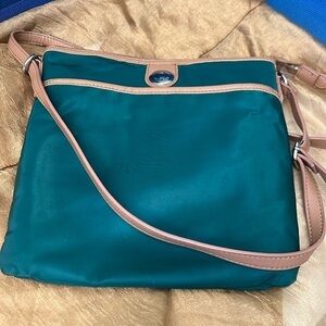Tommy Hilfiger Green & Tan Crossbody Bag Adjustable Strap